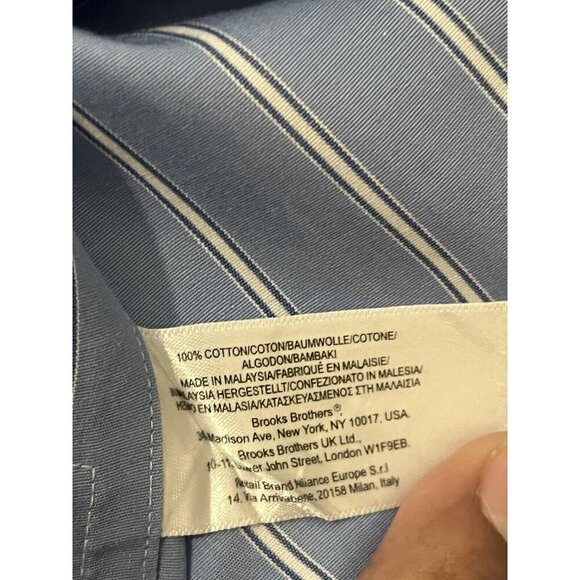 Brooks Brothers Non Iron Striped Dress Shirt Cotton Poplin Polo Size 16/33 - Picture 7 of 10